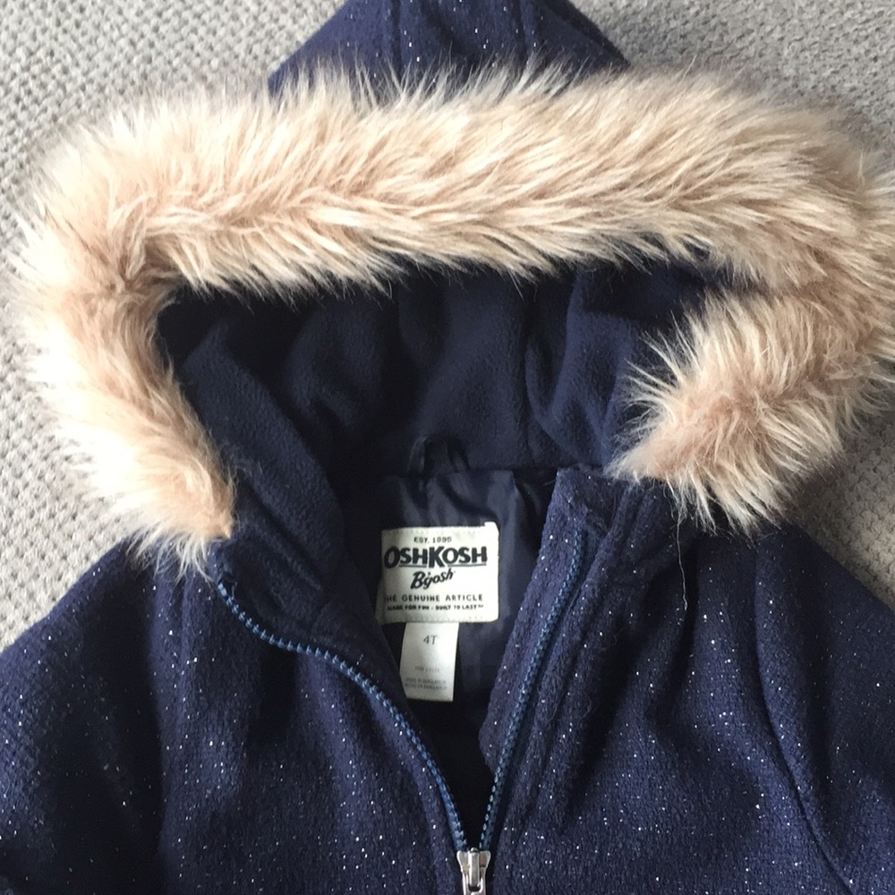 Navy blue parka with faux fur - Picture 2 of 3